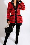 Yellow Fashion Plaid Printing Long Sleeve V Neck Single-Breasted Cardigan Coat SM9212-1