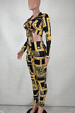 Yellow Women Fashion Sexy Printing Bandage Two Pieces BYQ1038 