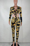 Yellow Women Fashion Sexy Printing Bandage Two Pieces BYQ1038 