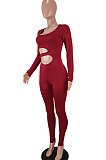 Black Euramerican Women Solid Color Dew Waist Sexy High Waist Bodycon Jumpsuits BYQ1037-1