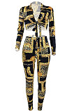 Yellow Women Fashion Sexy Printing Bandage Two Pieces BYQ1038 