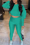 Black Women Pure Color Long Sleeve Fashion Sexy Dew Waist Hooded Tops Sport Pants Sets ED8534-1