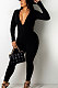 Black Women Sexy Deep V Collar Pure Color Bodycon Jumpsuits BYQ1036-1