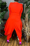 Black Wholesale Pure Color Long Sleeve Deep V Neck Collect Waist Jumpsuits YNS1673-1