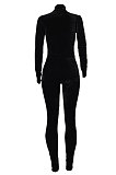 Black Women Korea Velvet Thick Sexy Gridding Spliced High Waist Bodycon Jumpsuits BYQ1039-1