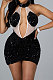 Black Euramerican Women Sexy Club Backless Perspectivity Sequins Crop Hip Mini Dress CCY9322-4
