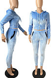 Grey High Quality Velvet Long Sleeve Hoodie Tops Skinny Pants Plain Color Sets YLY128-2