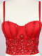 Sequins Mounted Rhinestone Flower Decor Bustier in Red