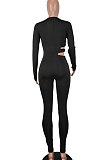 Brown Euramerican Women Solid Color Dew Waist Sexy High Waist Bodycon Jumpsuits BYQ1037-3