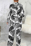 Green Sexy New Printing Long Sleeve Bandage Crop Tops Wlide Leg Pants Sets SMR10673-1