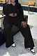 Black Modest New Long Sleeve Drawsting Zip Hooded Tops Wide Leg Pants Sport Sets TZ1209-3