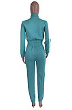 Brown Women's High Quality Side Strip Long Sleeve Zip Front Sweater Velvet Trousers Sets TZ1208-1