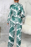 Black Sexy New Printing Long Sleeve Bandage Crop Tops Wlide Leg Pants Sets SMR10673-3