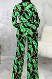 Black Sexy New Printing Long Sleeve Bandage Crop Tops Wlide Leg Pants Sets SMR10673-3