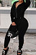 Black Sports Long Sleeve Hoodie Pencil Pants Plain Color Sets XMY081-3
