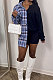 Blue Wholesale Plaid Printing Spliced Long Sleeve Single-Breasted With Beltband Shirts SM9215-1