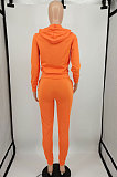 Dark Green Sports Long Sleeve Hoodie Pencil Pants Plain Color Sets XMY081-1