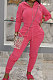 Pink Sports Long Sleeve Hoodie Pencil Pants Plain Color Sets XMY081-2