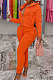 Orange Sports Long Sleeve Hoodie Pencil Pants Plain Color Sets XMY081-4