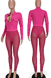 Black Women Sexy Pure Color Zipper Pocket Mesh Spaghetti Pants Sets AGY68520-2