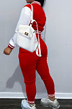 Purple Casual Webbing Spliced Ribber Letter  Printing Long Sleeve Cardigan Jacket Coat Trousers Baseball Uniform Sets SM9213-5
