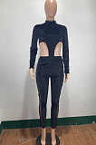 Wine Red Women Autumn Winter Dew Waist Korea Velvet Plaid Spliced Bodycon Jumpsuits AMM8369-3