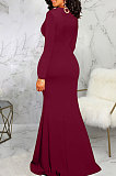 Black Elegant Sexy Long Sleeve V Neck Collect Waist Plain Color For Party Maix Dress SMR10735-2