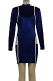 Black Night Club Spliced Long Sleeve O Neck Hollow Out Slim Fitting Hip Dress SMR10699-1