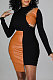 Black Women Trendy Sexy Skinny Hip Spliced PU Mid Waist Mini Dress CCY9299-1