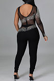 White Women Fashion Sexy Casual Perspectivity Skinny Hot Drilling Bodycon Jumpsuits CCY9279-1