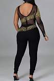Black Women Fashion Sexy Casual Perspectivity Skinny Hot Drilling Bodycon Jumpsuits CCY9279-2