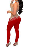 White Women Fashion Sexy Casual Perspectivity Skinny Hot Drilling Bodycon Jumpsuits CCY9279-1