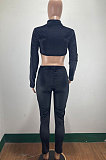 Royal Blue Women Autumn Winter Dew Waist Korea Velvet Plaid Spliced Bodycon Jumpsuits AMM8369-1