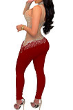 White Women Fashion Sexy Casual Perspectivity Skinny Hot Drilling Bodycon Jumpsuits CCY9279-1