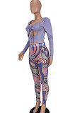 Yellow Women Solid Color Top Drawsting Sexy Mesh Spaghetti Printing Pants Sets AGY68523-1