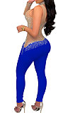 White Women Fashion Sexy Casual Perspectivity Skinny Hot Drilling Bodycon Jumpsuits CCY9279-1