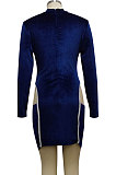 Black Night Club Spliced Long Sleeve O Neck Hollow Out Slim Fitting Hip Dress SMR10699-1