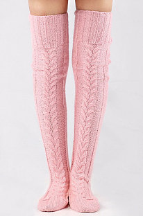 Knitted Thigh Hihg Socks in Pink WLW01-6