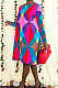 Multicolor Casual Geometric Graphic Printing Long Sleeve Round Neck Loose Dress YNS1679