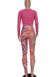 Purple Women Solid Color Top Drawsting Sexy Mesh Spaghetti Printing Pants Sets AGY68523-2