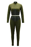 Apricot Fashion Half Turtle Neck Long Sleeve Zipper Spliced Tight Pants Sets CCY9280-3