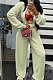 Aqua Blue Ribber New High Quality Long Sleeve Lapel Neck Shirts Wide Leg Pants Plain Color Sets YM221-2