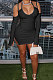Black Night Club Sexy Ribber Off Shoulder Condole Belt Solid Color Hip Dress YLY196-4