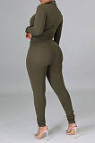 Apricot Fashion Half Turtle Neck Long Sleeve Zipper Spliced Tight Pants Sets CCY9280-3