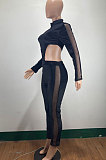 Wine Red Women Autumn Winter Dew Waist Korea Velvet Plaid Spliced Bodycon Jumpsuits AMM8369-3