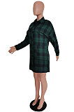 Red Wholesale New Plaid Long Sleeve Lapel Neck Single-Breasted Shirt Dress F88314-1