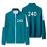 Squid Game Sport Stand Collar Long Sleeve Zipper Fleece Coat HFW01-1