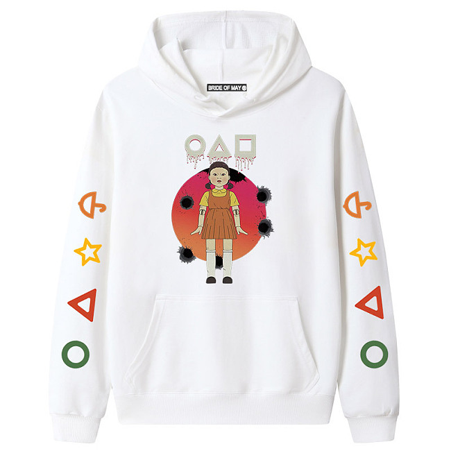 White Squid Game Fleece Casual Pullover Hoodie Tops Unisex PBQY20201125-6