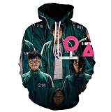 Squid Game Digital Printing Pullover Hooded Fleece Long Sleeve Casual Baseball Uniform Unisex HQS01
