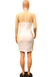 Black Women Sexy Bling Bling Hip Perspectivity Pullover Mid Waist Mini Dress CCY9325-2